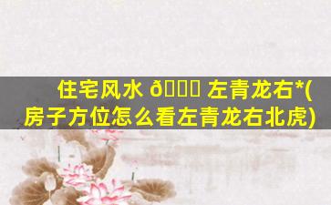 住宅风水 🐕 左青龙右*
(房子方位怎么看左青龙右北虎)